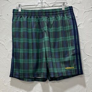 Adidas Green and Blue Plaid Men Shorts - Size: Small